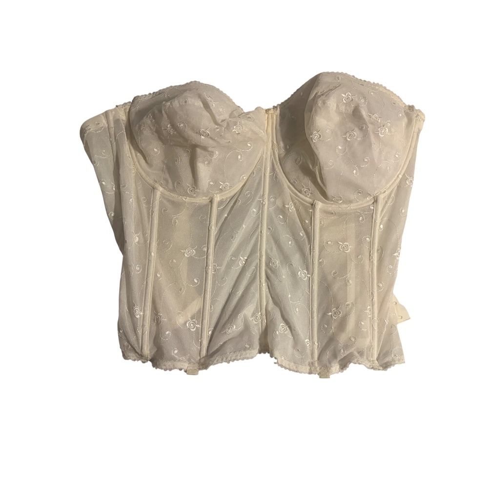 Dominique Ariel Bridal Corset Floral Embroidered Bone White NWT 46DD Coquette